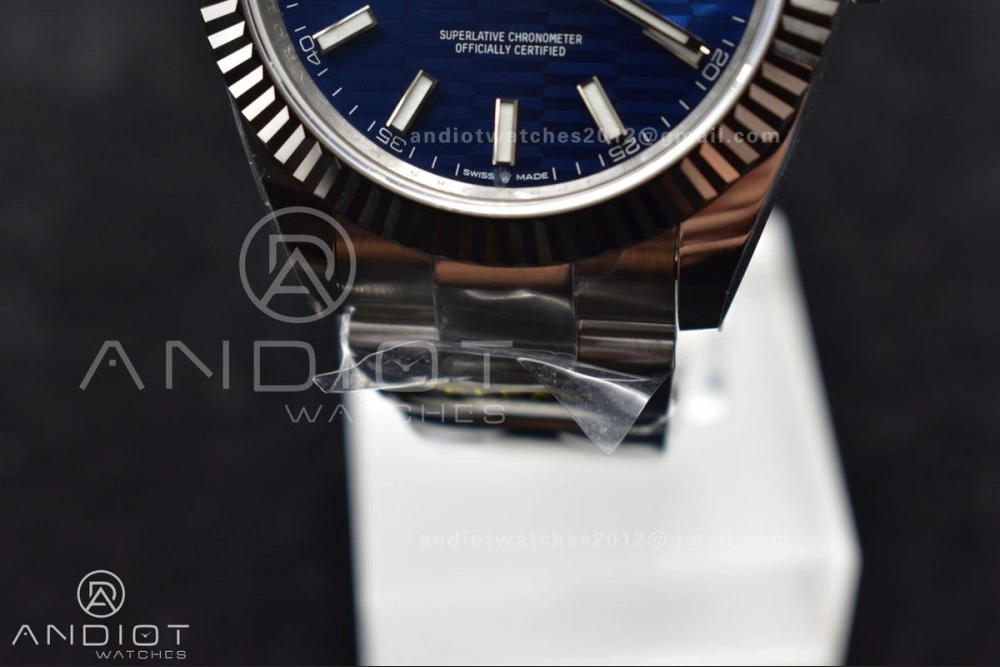 TimelessDesign DateJust 41 126334 Clean 1:1 Best Edition 904L Steel Blue Textured Dial On Oyster Bracelet VR 637