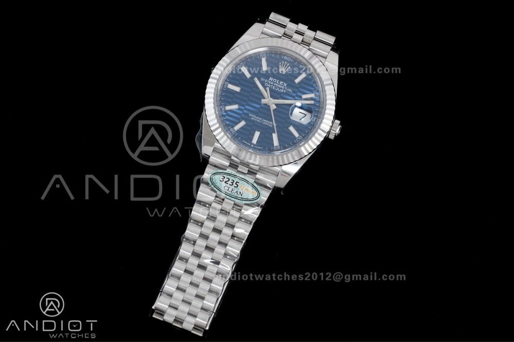 TravelReady DateJust 41 126334 Clean 1:1 Best Edition 904L Steel Blue Textured Dial on Jubilee Bracelet SH 628