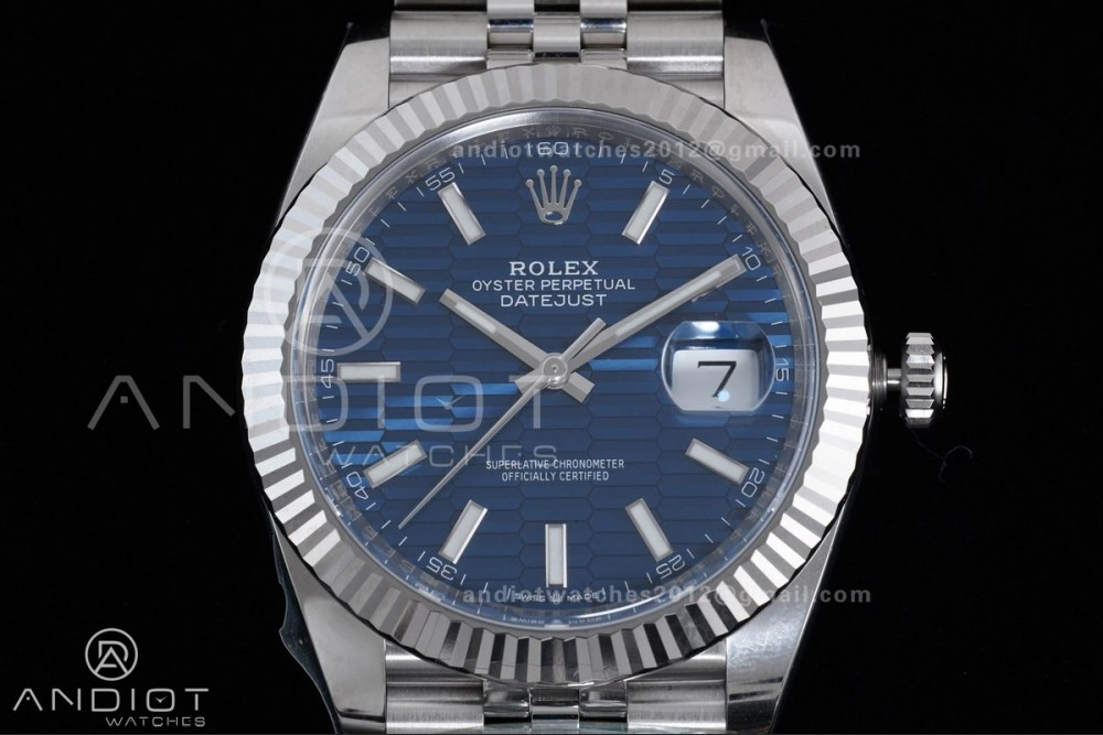 TravelReady DateJust 41 126334 Clean 1:1 Best Edition 904L Steel Blue Textured Dial on Jubilee Bracelet SH 628