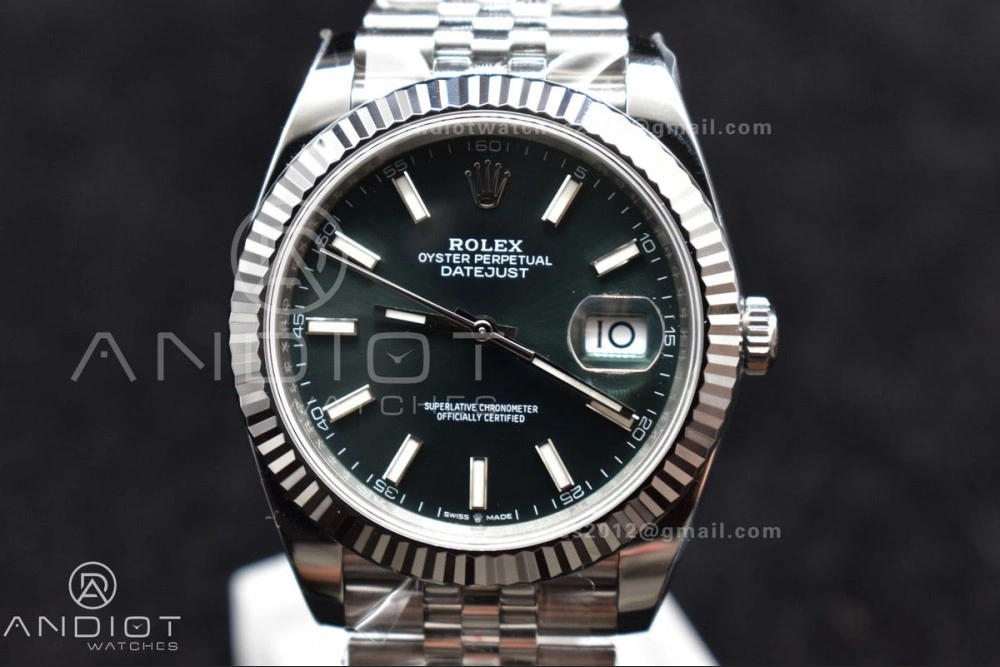 GoodFit DateJust 41 126334 Clean 1:1 Best Edition 904L Steel Green Stick Dial on Jubilee Bracelet VR 405