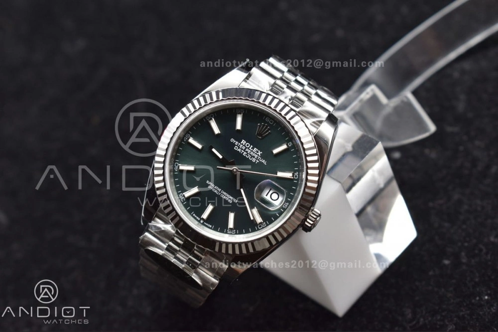 GoodFit DateJust 41 126334 Clean 1:1 Best Edition 904L Steel Green Stick Dial on Jubilee Bracelet VR 405