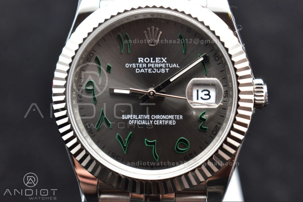 TechFriendly DateJust 41 126334 DIWF 1:1 Best Edition 904L Steel Grey Dial Arabic Marker on Jubilee Bracelet SA 632