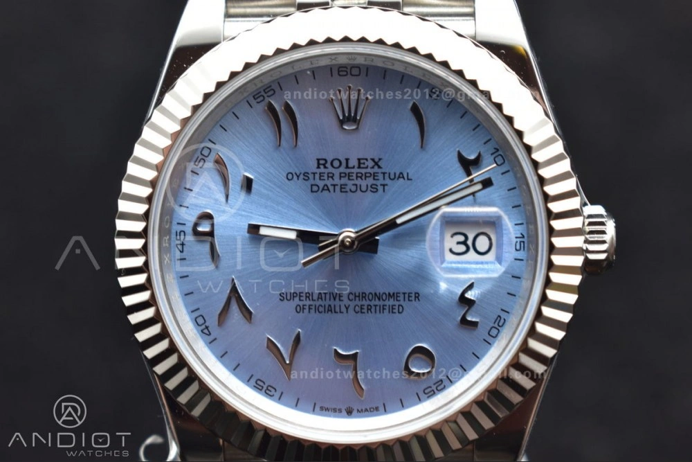 DateJust 41 126334 DIWF 1:1 Best Edition 904L Steel Ice Blue Dial Arabic Marker on Jubilee Bracelet SA Classic 640