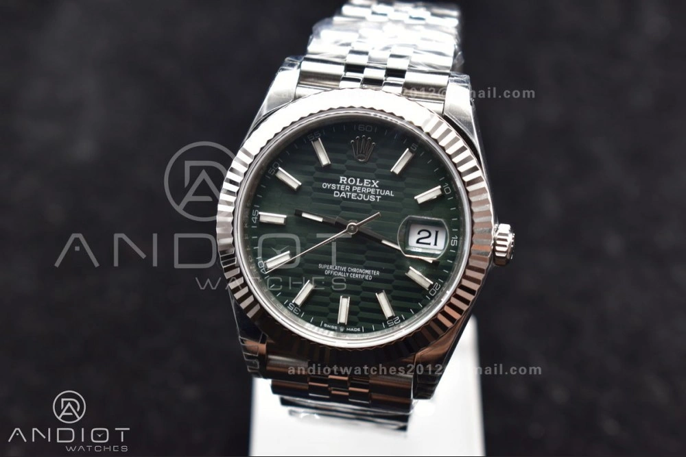 Refined DateJust 41 126334 Fluted Bezel VSF 1:1 Best Edition 904L Steel Green Textured Dial on Jubilee Bracelet VS 641