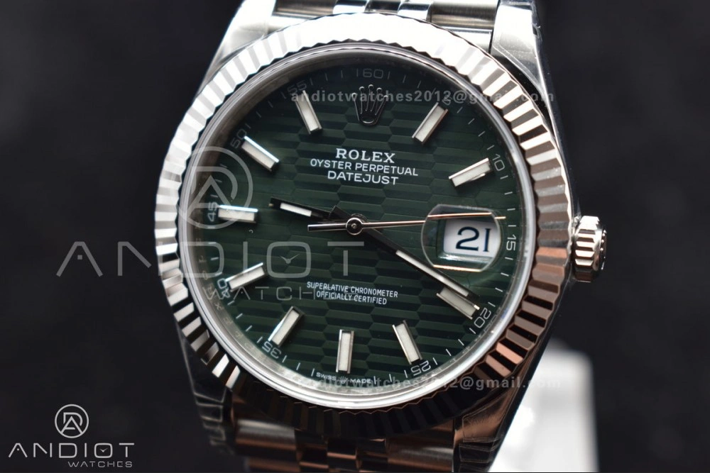 Refined DateJust 41 126334 Fluted Bezel VSF 1:1 Best Edition 904L Steel Green Textured Dial on Jubilee Bracelet VS 641