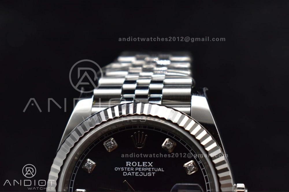 Practical DateJust 41 SS 126334 Clean 1:1 Best Edition 904L Steel Black Diamonds Dial on Jubilee Bracelet VR 407
