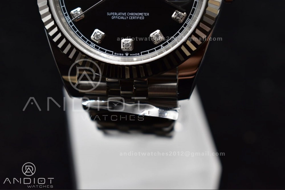 Practical DateJust 41 SS 126334 Clean 1:1 Best Edition 904L Steel Black Diamonds Dial on Jubilee Bracelet VR 407