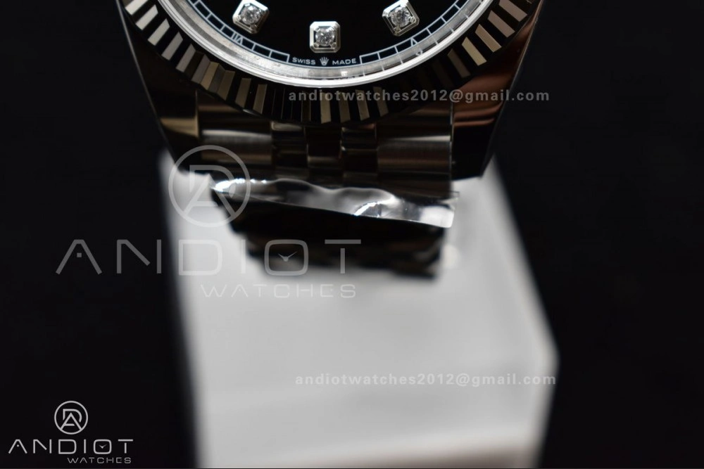 Practical DateJust 41 SS 126334 Clean 1:1 Best Edition 904L Steel Black Diamonds Dial on Jubilee Bracelet VR 407