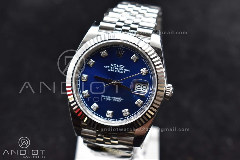 Neat DateJust 41 SS 126334 Clean 1:1 Best Edition 904L Steel Blue Diamonds Dial On Jubilee Bracelet VR 406