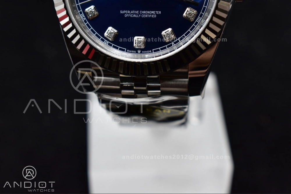 Neat DateJust 41 SS 126334 Clean 1:1 Best Edition 904L Steel Blue Diamonds Dial On Jubilee Bracelet VR 406