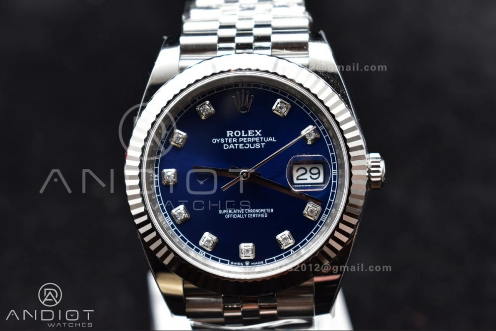 Neat DateJust 41 SS 126334 Clean 1:1 Best Edition 904L Steel Blue Diamonds Dial On Jubilee Bracelet VR 406