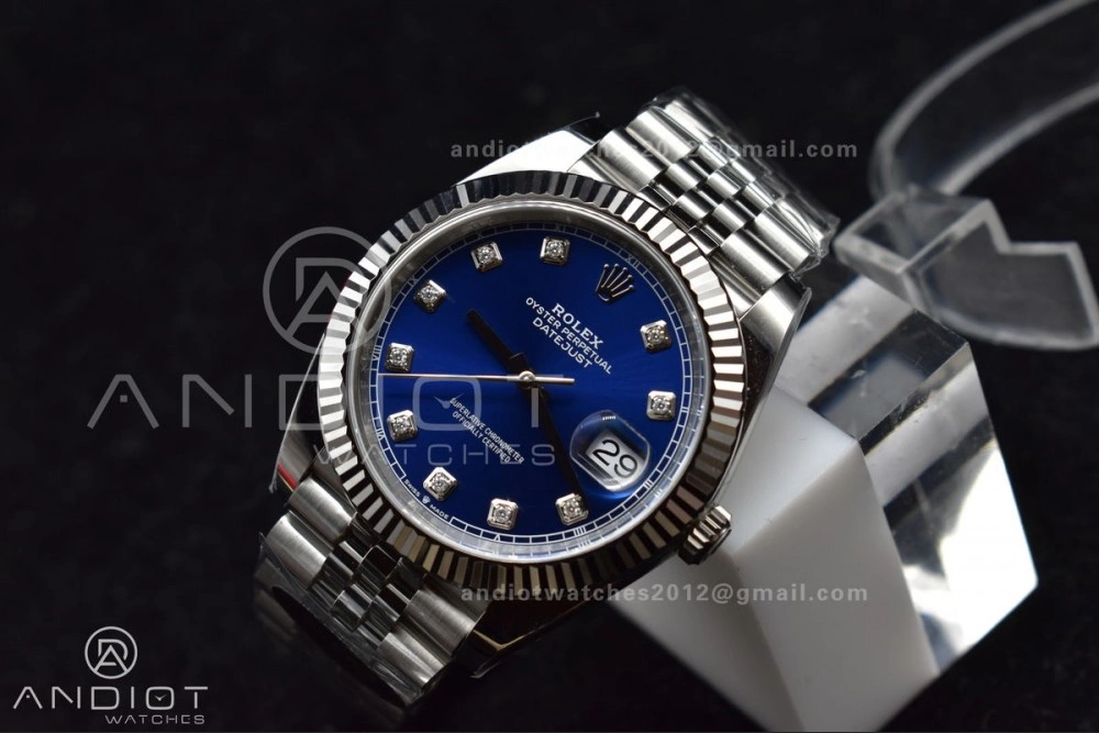 Neat DateJust 41 SS 126334 Clean 1:1 Best Edition 904L Steel Blue Diamonds Dial On Jubilee Bracelet VR 406