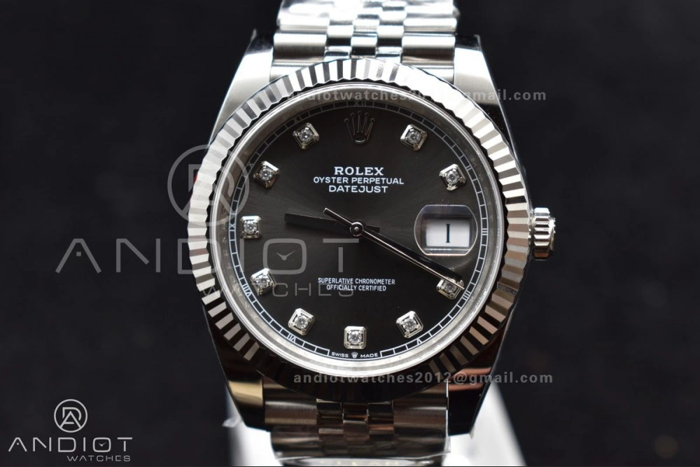 SmartChoice DateJust 41 SS 126334 Clean 1:1 Best Edition 904L Steel Grey Diamonds Dial On Jubilee Bracelet VR 421