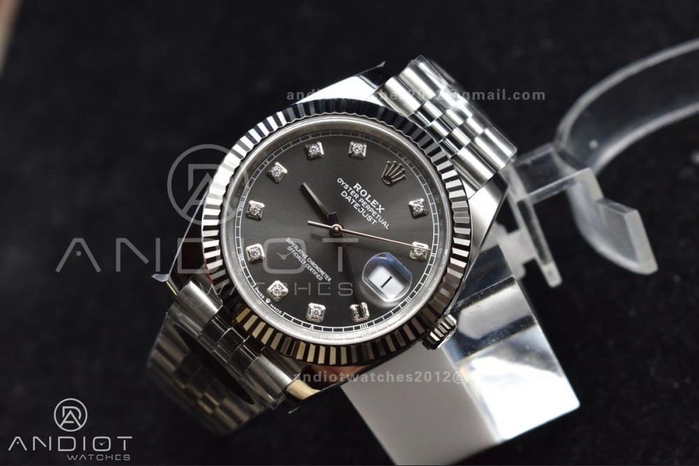 SmartChoice DateJust 41 SS 126334 Clean 1:1 Best Edition 904L Steel Grey Diamonds Dial On Jubilee Bracelet VR 421