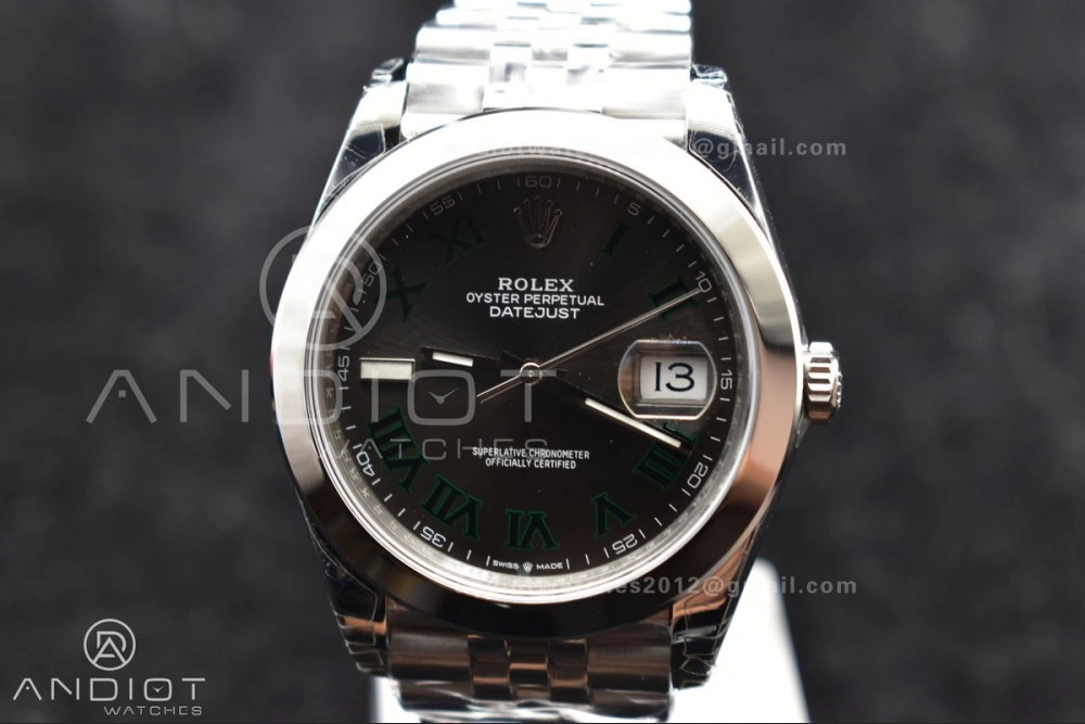 DateJust 41 SS 126334 VSF 1:1 Best Edition 904L Steel Gray Dial Green Roman on Jubilee Bracelet VS FashionForward 642