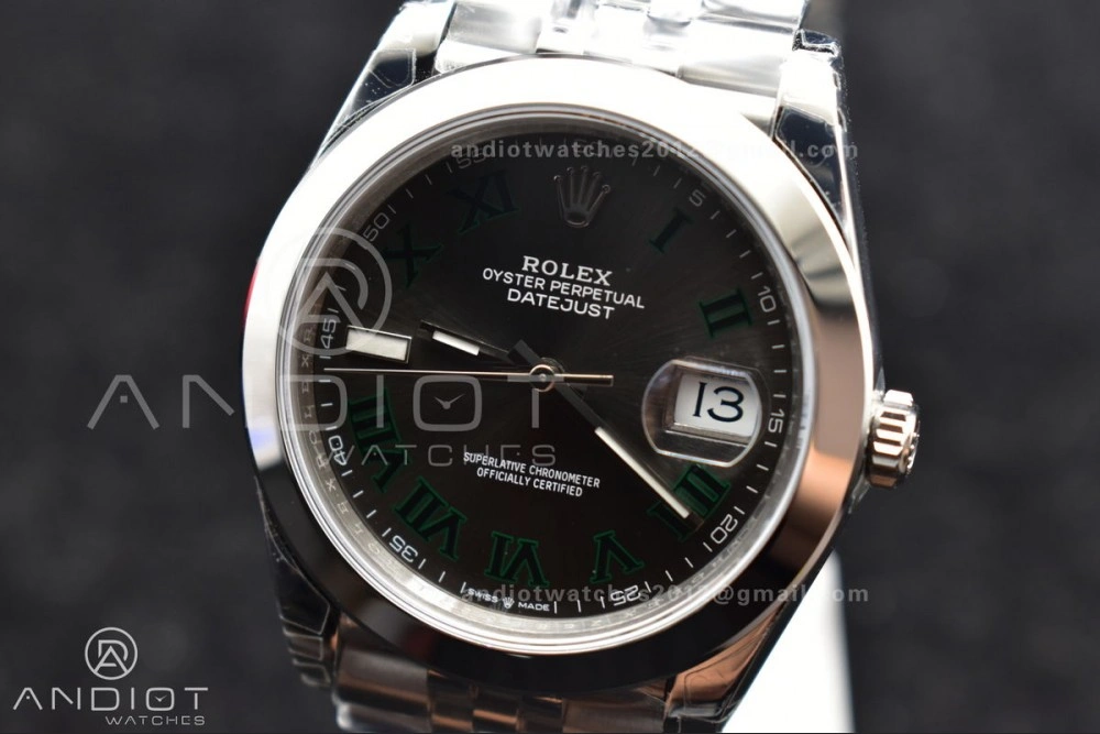 DateJust 41 SS 126334 VSF 1:1 Best Edition 904L Steel Gray Dial Green Roman on Jubilee Bracelet VS FashionForward 642