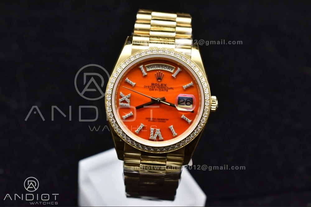 Sporty Day Date 36 YG RAF 1:1 Best Edition Red Carnelian Dial on YG Bracelet A 653