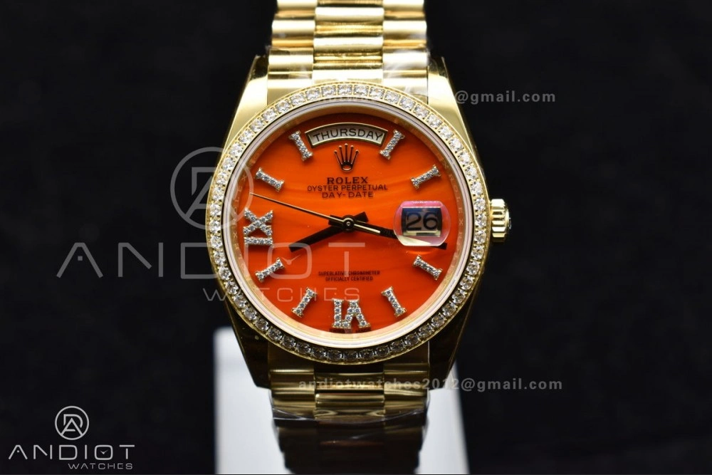 Sporty Day Date 36 YG RAF 1:1 Best Edition Red Carnelian Dial on YG Bracelet A 653