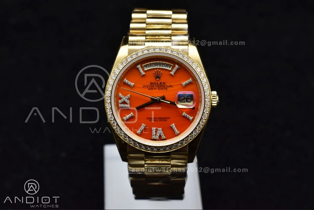 Sporty Day Date 36 YG RAF 1:1 Best Edition Red Carnelian Dial on YG Bracelet A 653