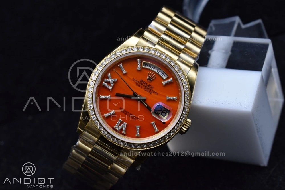 Sporty Day Date 36 YG RAF 1:1 Best Edition Red Carnelian Dial on YG Bracelet A 653