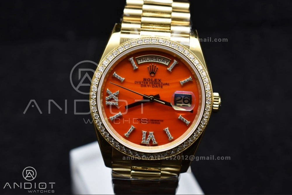 Sporty Day Date 36 YG RAF 1:1 Best Edition Red Carnelian Dial on YG Bracelet A 653