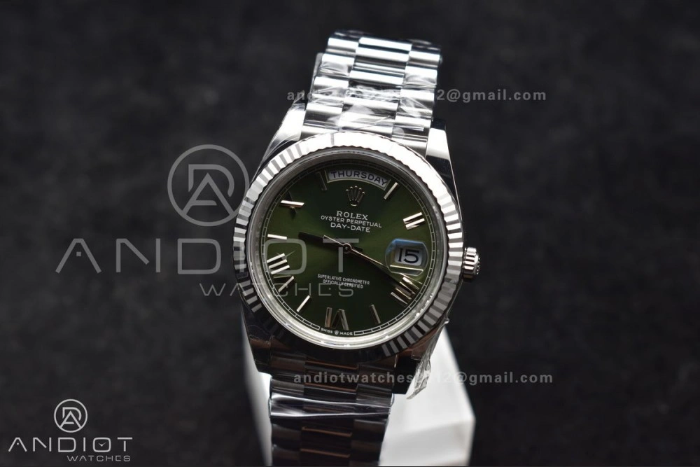 Refined Day Date 40 SS 228239 THBF 1:1 Best Edition Green Roman Dial on President Bracelet VR3255 (Gain Weight) 662