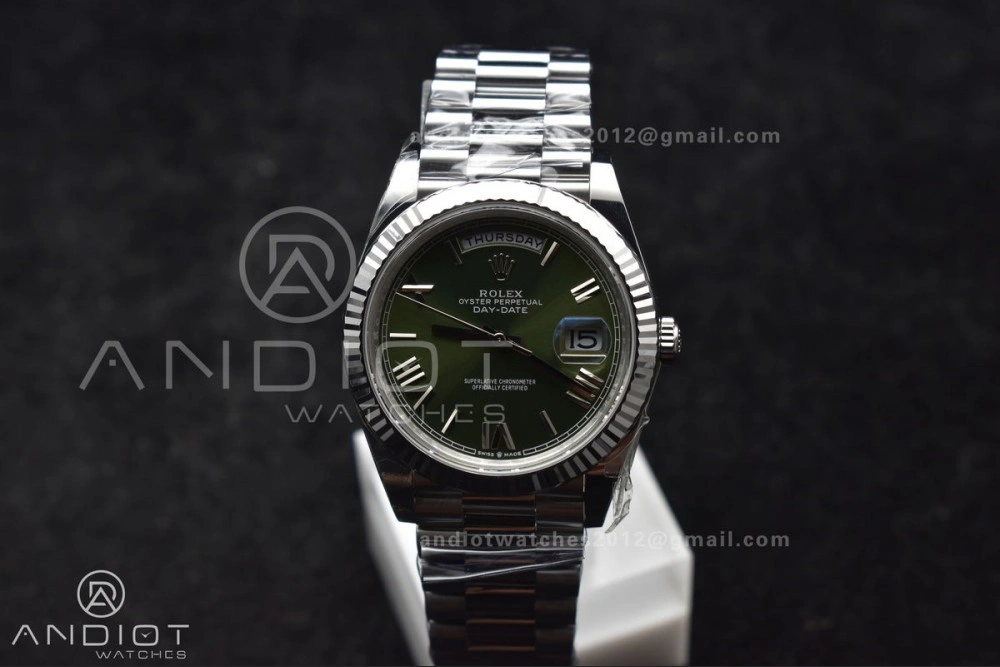 Refined Day Date 40 SS 228239 THBF 1:1 Best Edition Green Roman Dial on President Bracelet VR3255 (Gain Weight) 662