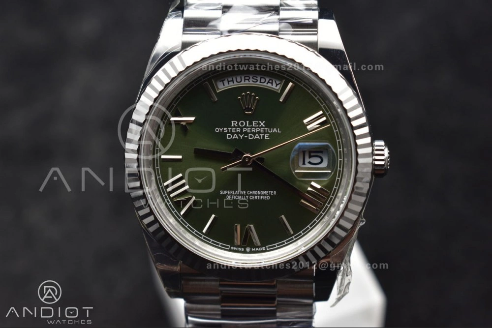 Refined Day Date 40 SS 228239 THBF 1:1 Best Edition Green Roman Dial on President Bracelet VR3255 (Gain Weight) 662
