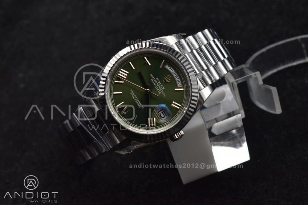 Refined Day Date 40 SS 228239 THBF 1:1 Best Edition Green Roman Dial on President Bracelet VR3255 (Gain Weight) 662
