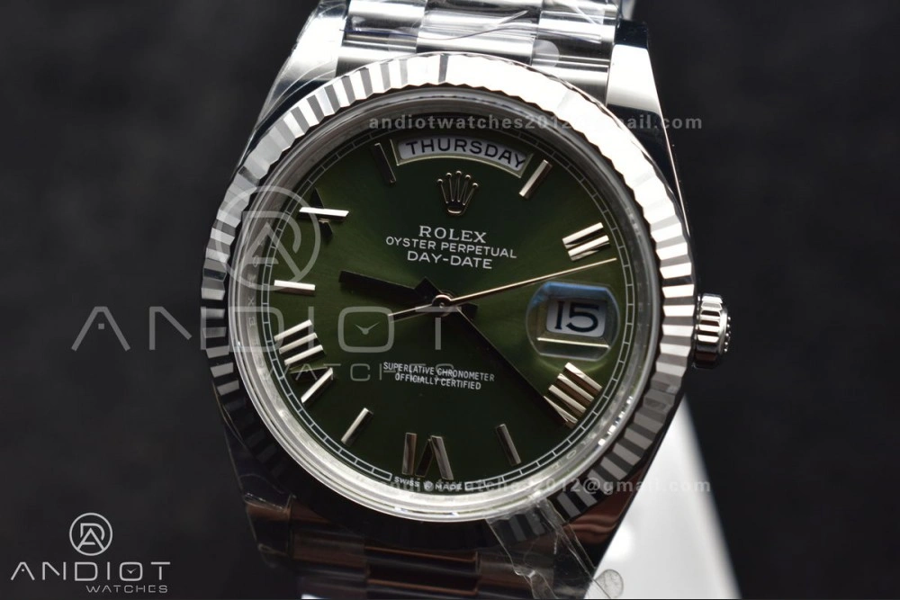 Refined Day Date 40 SS 228239 THBF 1:1 Best Edition Green Roman Dial on President Bracelet VR3255 (Gain Weight) 662