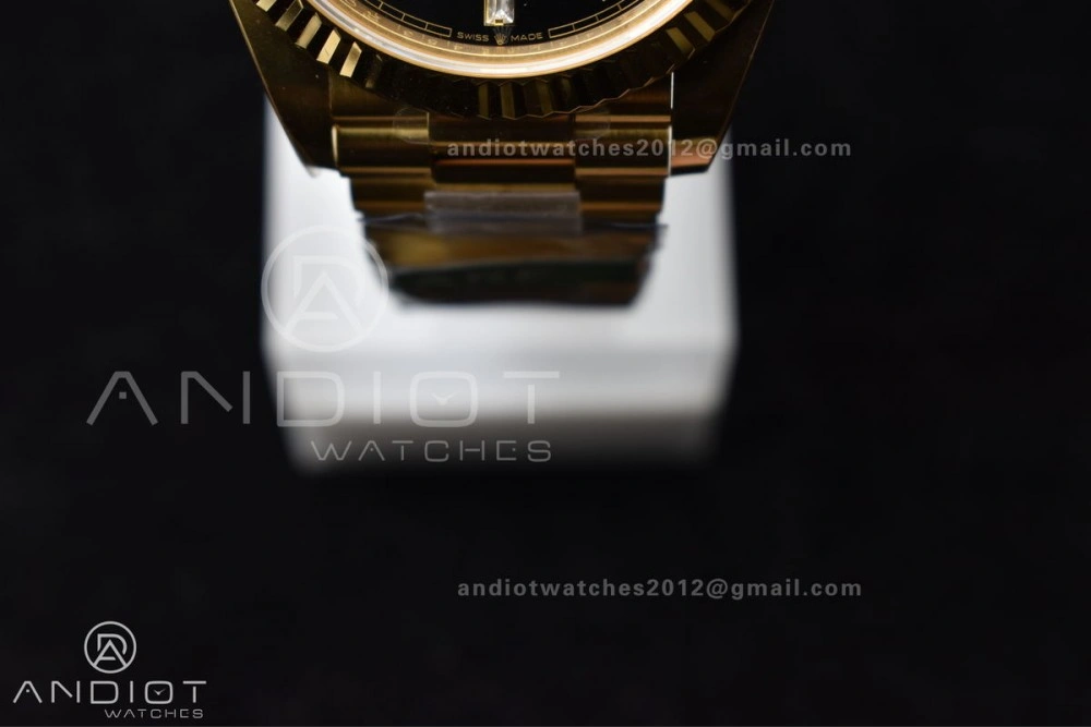 Day Date 40 YG 228238 ARF 1:1 Best Edition Black Crystal Dial On President Bracelet VR3255 (Gain Weight) Soft 656