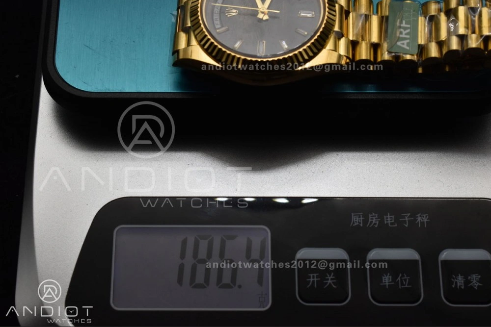 Day Date 40 YG 228238 ARF 1:1 Best Edition Black Crystal Dial On President Bracelet VR3255 (Gain Weight) Soft 656