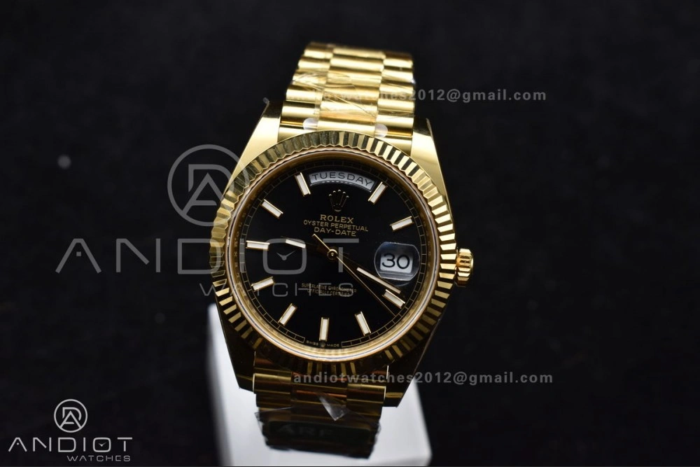 Supportive Day Date 40 YG 228238 ARF 1:1 Best Edition Black Stick Dial On President Bracelet VR3255 (Gain Weight) 659