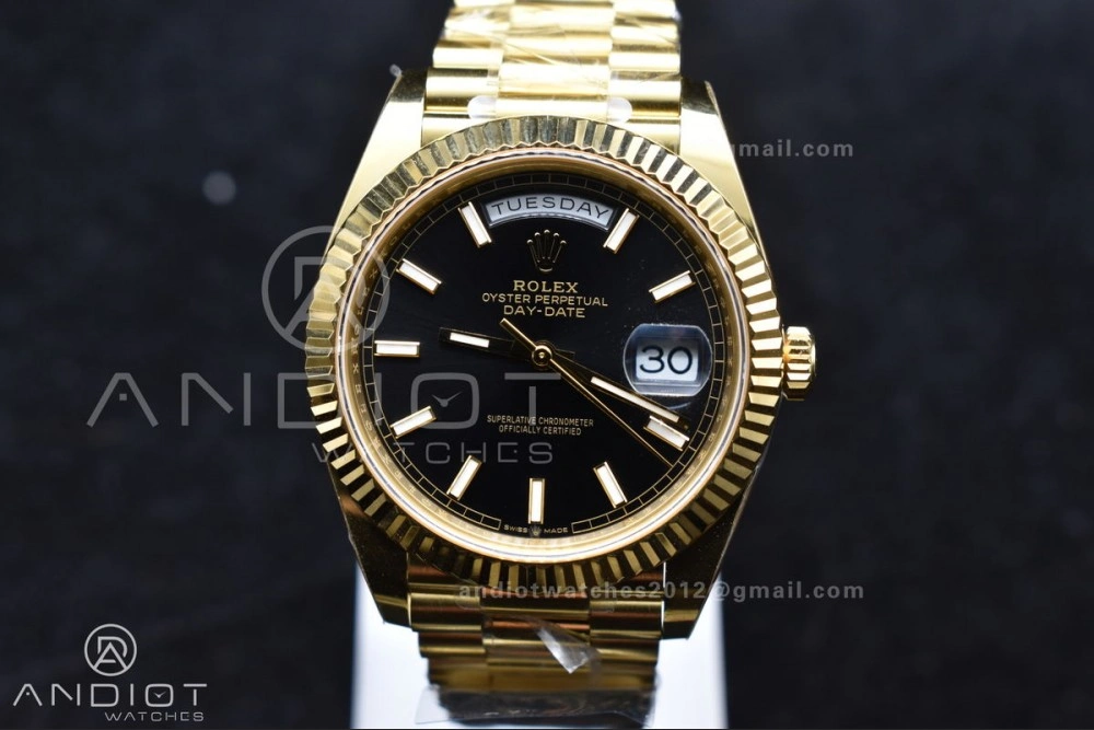 Supportive Day Date 40 YG 228238 ARF 1:1 Best Edition Black Stick Dial On President Bracelet VR3255 (Gain Weight) 659