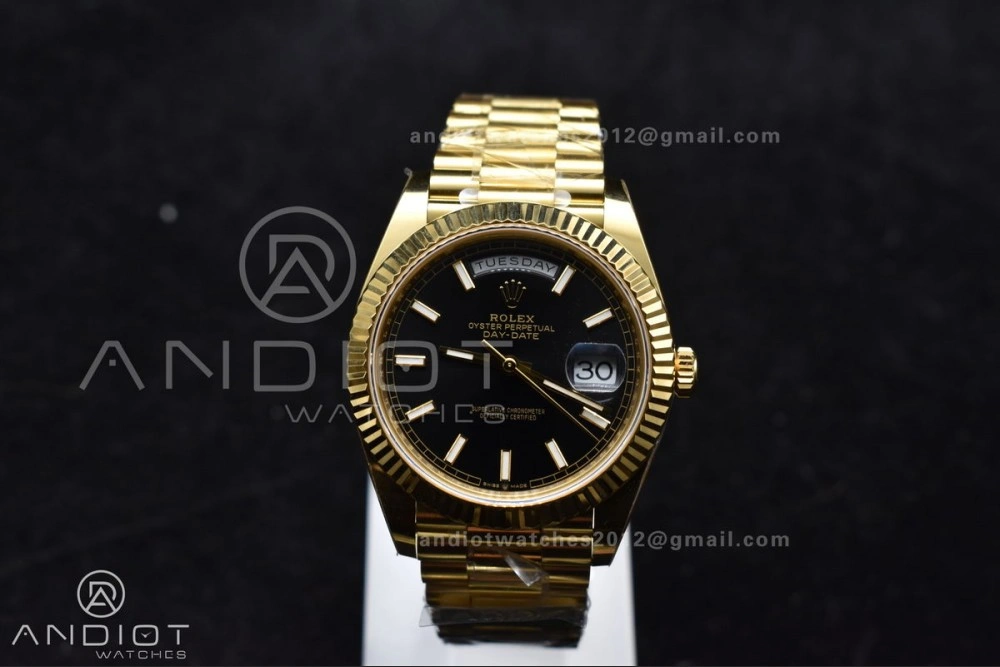 Supportive Day Date 40 YG 228238 ARF 1:1 Best Edition Black Stick Dial On President Bracelet VR3255 (Gain Weight) 659