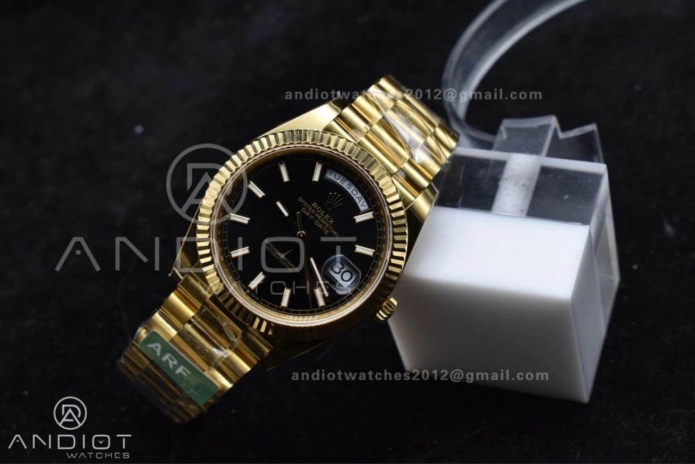 Supportive Day Date 40 YG 228238 ARF 1:1 Best Edition Black Stick Dial On President Bracelet VR3255 (Gain Weight) 659