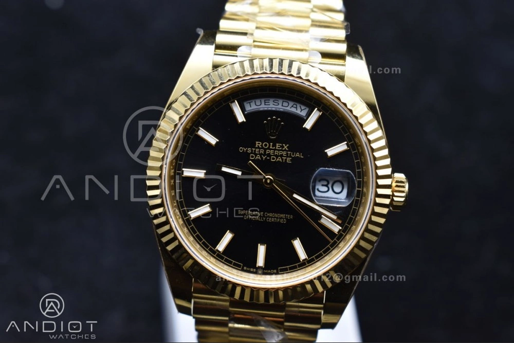 Supportive Day Date 40 YG 228238 ARF 1:1 Best Edition Black Stick Dial On President Bracelet VR3255 (Gain Weight) 659