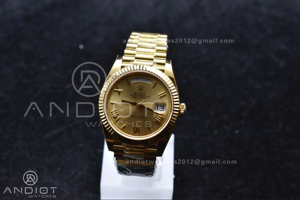 Stretchable Day Date 40 YG 228238 ARF 1:1 Best Edition Gold Roman Dial On President Bracelet VR3255 (Gain Weight) 658
