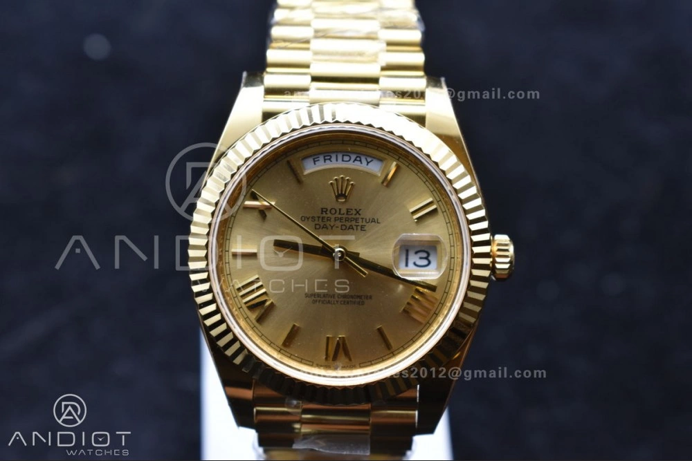 Stretchable Day Date 40 YG 228238 ARF 1:1 Best Edition Gold Roman Dial On President Bracelet VR3255 (Gain Weight) 658