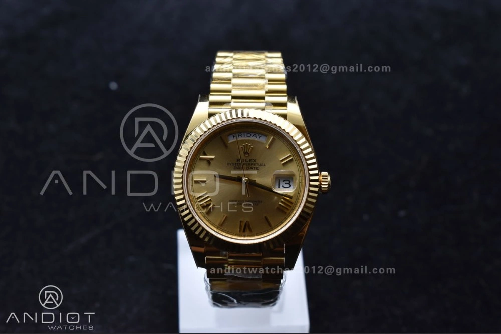 Stretchable Day Date 40 YG 228238 ARF 1:1 Best Edition Gold Roman Dial On President Bracelet VR3255 (Gain Weight) 658