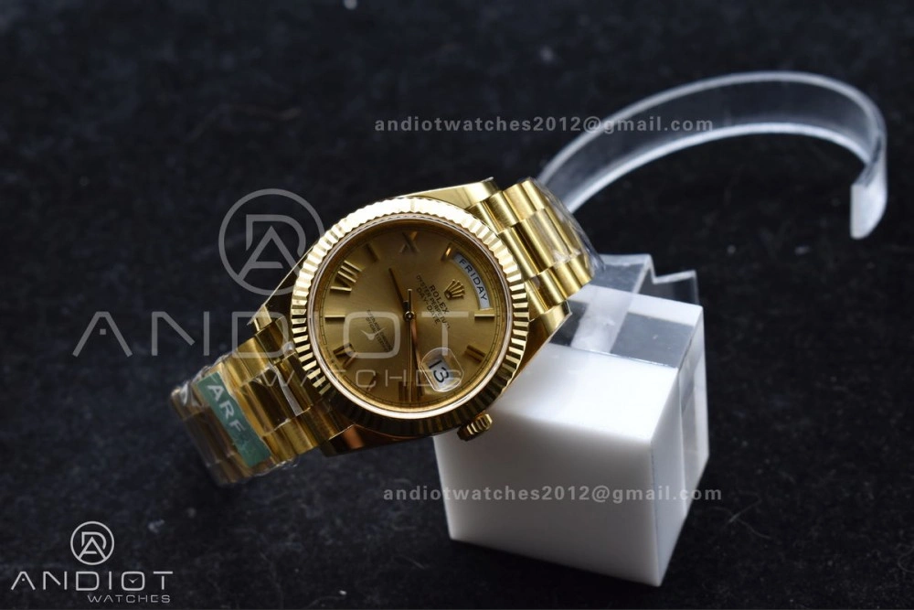 Stretchable Day Date 40 YG 228238 ARF 1:1 Best Edition Gold Roman Dial On President Bracelet VR3255 (Gain Weight) 658