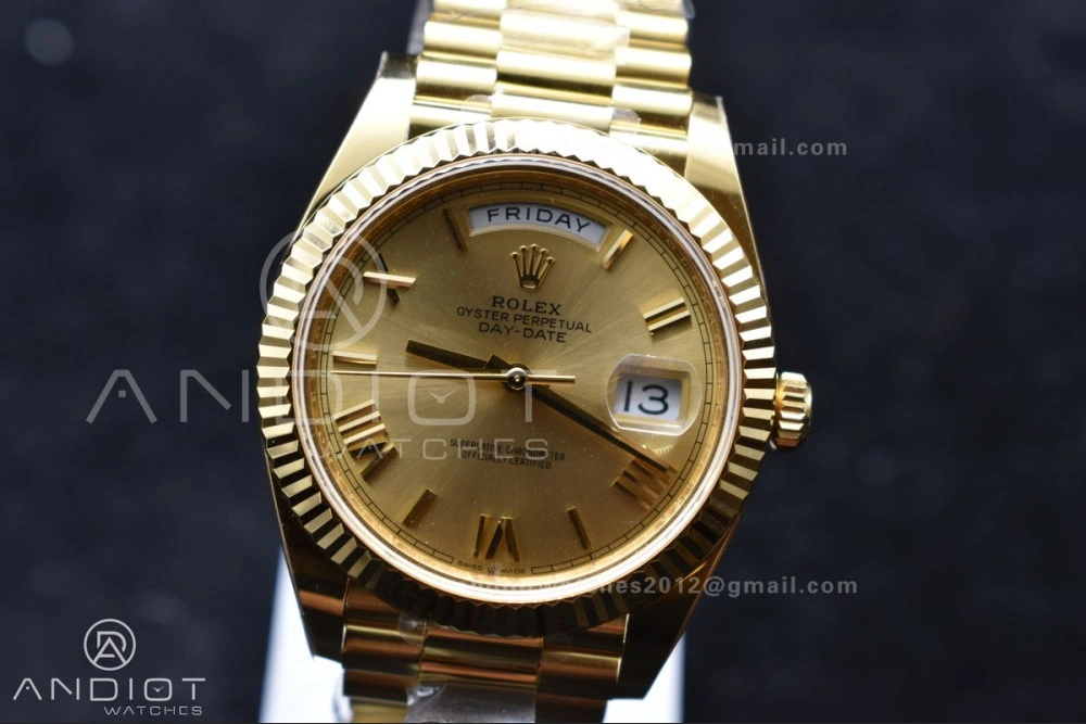 Stretchable Day Date 40 YG 228238 ARF 1:1 Best Edition Gold Roman Dial On President Bracelet VR3255 (Gain Weight) 658