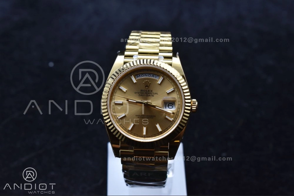Resilient Day Date 40 YG 228238 ARF 1:1 Best Edition Gold Stick Dial On President Bracelet VR3255 (Gain Weight) 668