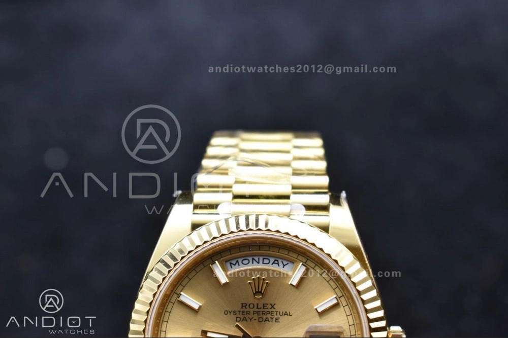 Resilient Day Date 40 YG 228238 ARF 1:1 Best Edition Gold Stick Dial On President Bracelet VR3255 (Gain Weight) 668