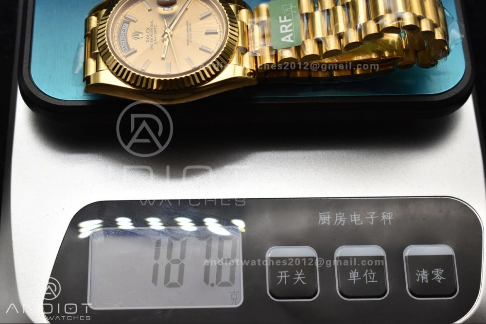 Resilient Day Date 40 YG 228238 ARF 1:1 Best Edition Gold Stick Dial On President Bracelet VR3255 (Gain Weight) 668