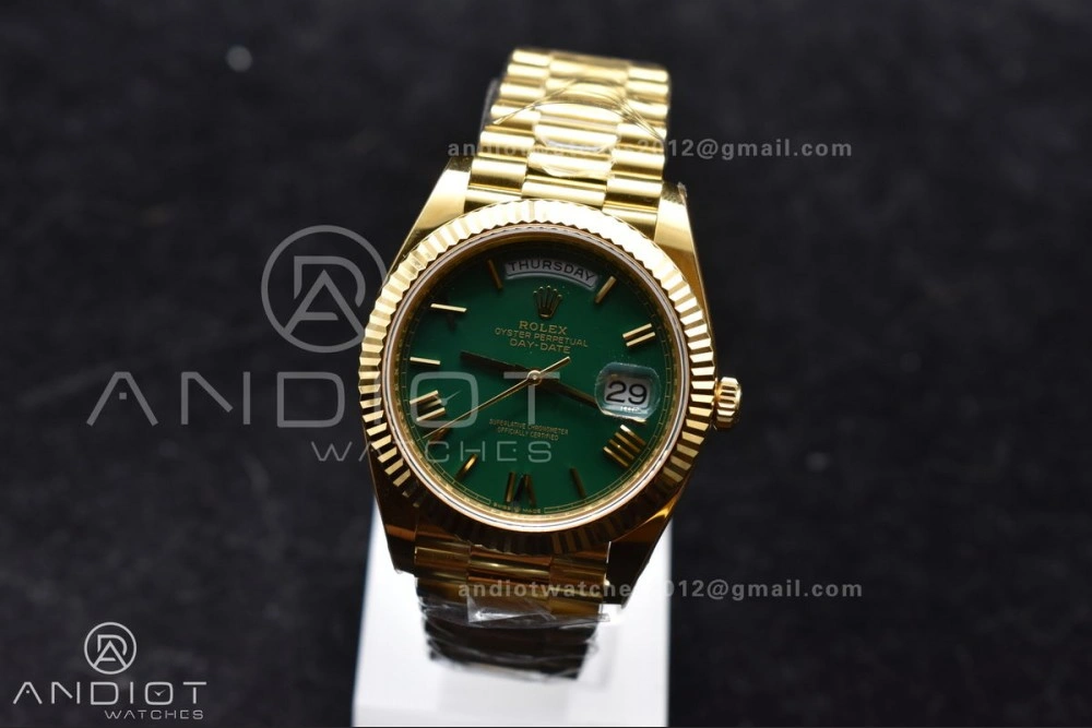 FastDry Day Date 40 YG 228238 ARF 1:1 Best Edition Green Roman Dial on President Bracelet VR3255 (Gain Weight) 663