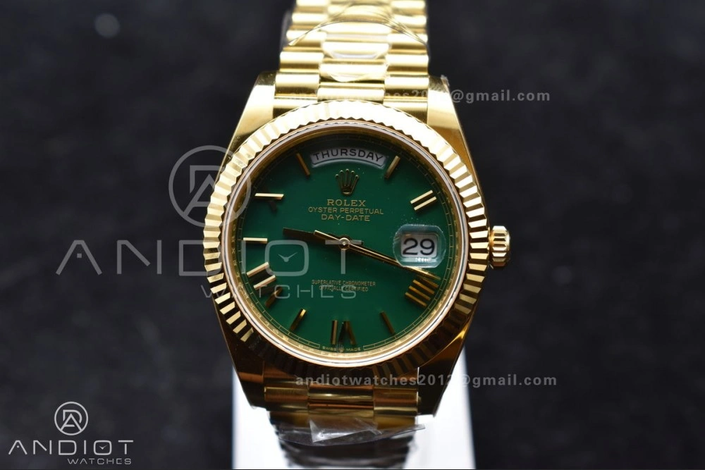 FastDry Day Date 40 YG 228238 ARF 1:1 Best Edition Green Roman Dial on President Bracelet VR3255 (Gain Weight) 663