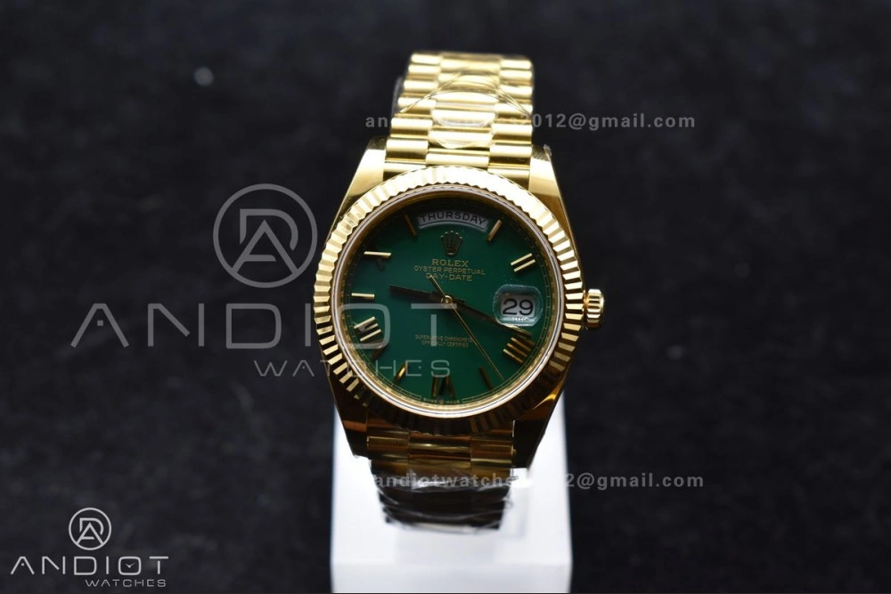 FastDry Day Date 40 YG 228238 ARF 1:1 Best Edition Green Roman Dial on President Bracelet VR3255 (Gain Weight) 663