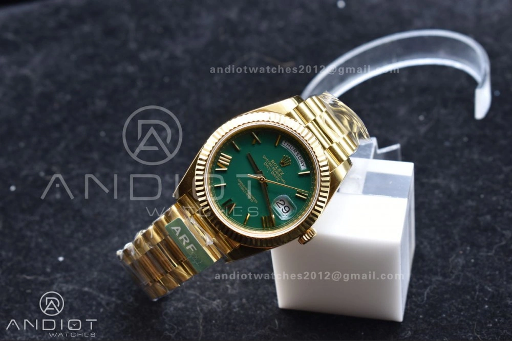 FastDry Day Date 40 YG 228238 ARF 1:1 Best Edition Green Roman Dial on President Bracelet VR3255 (Gain Weight) 663