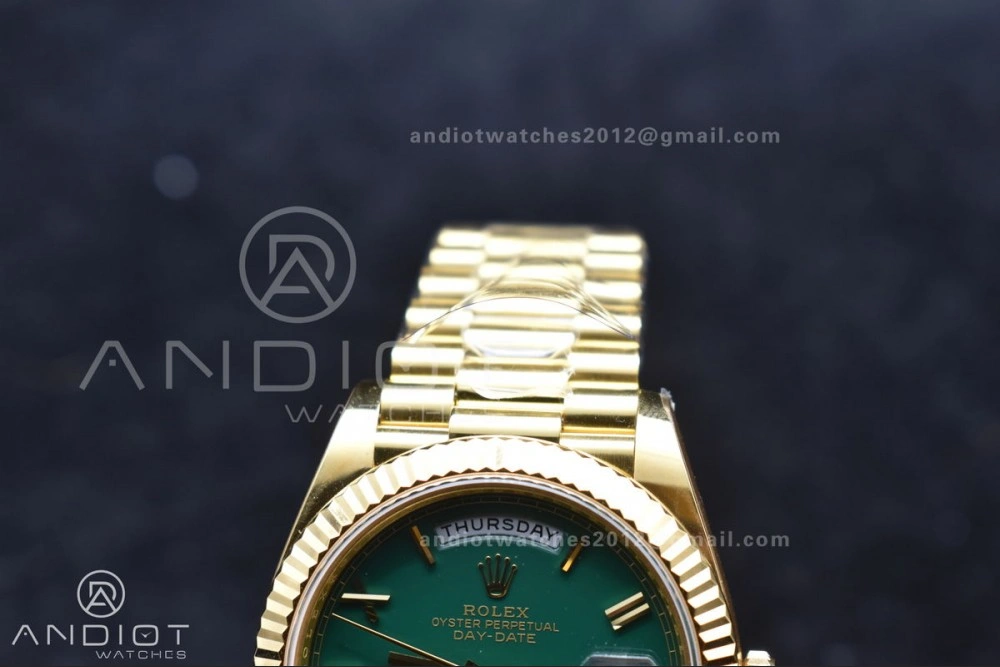 FastDry Day Date 40 YG 228238 ARF 1:1 Best Edition Green Roman Dial on President Bracelet VR3255 (Gain Weight) 663